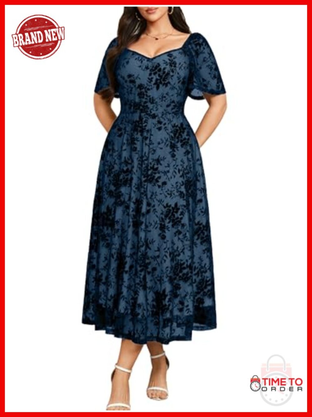Plus Size Floral Mesh Formal Maxi Dress Sweetheart Wedding Guest